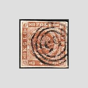 FRIMRKER DANMARK | 1854-57 - AFA 4 - 4 Skilling brun - Stemplet