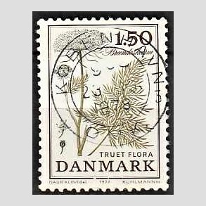 FRIM�RKER DANMARK | 1977 - AFA 650 - Truet flora - 1,50 Kr. lysgr�n/brun - Pragt Stemplet K�benhavn