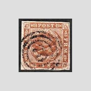 FRIMRKER DANMARK | 1854-57 - AFA 4 - 4 Skilling brun - Stemplet