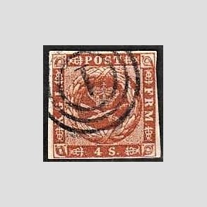 FRIMRKER DANMARK | 1854-57 - AFA 4 - 4 Skilling brun - Stemplet
