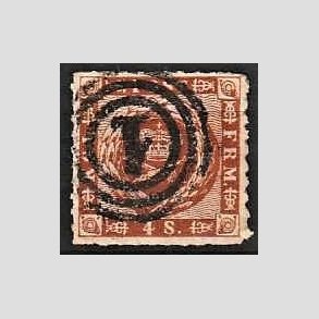 FRIMRKER DANMARK | 1863 - AFA 9 - 4 Skilling brun - Stemplet