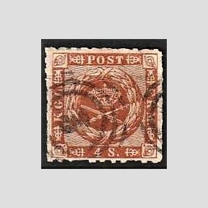 FRIMRKER DANMARK | 1863 - AFA 9 - 4 Skilling brun - Stemplet