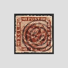 FRIMRKER DANMARK | 1863 - AFA 9 - 4 Skilling brun - Stemplet