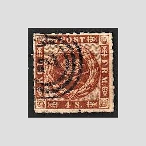 FRIMRKER DANMARK | 1863 - AFA 9 - 4 Skilling brun - Stemplet