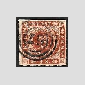 FRIMRKER DANMARK | 1863 - AFA 9 - 4 Skilling brun - Stemplet