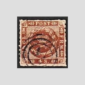 FRIMRKER DANMARK | 1863 - AFA 9 - 4 Skilling brun - Stemplet