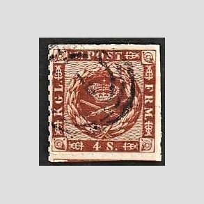FRIMRKER DANMARK | 1863 - AFA 9 - 4 Skilling brun - Stemplet