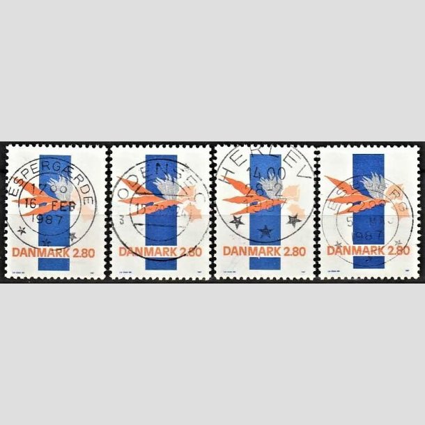 FRIMRKER DANMARK | 1987 - AFA 877 - Kunst - 2,80 Kr. flerfarvet x 4 Engros - Lux Stemplet