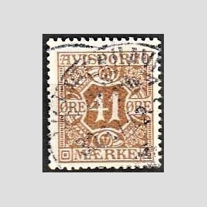 FRIMRKER DANMARK | 1914 - AFA 19 - 41 re brun Avisporto, vandmrke IV kors - Stemplet