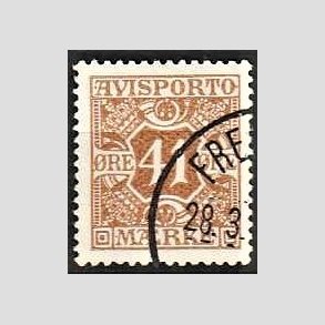 FRIMRKER DANMARK | 1914 - AFA 19 - 41 re brun Avisporto, vandmrke IV kors - Stemplet