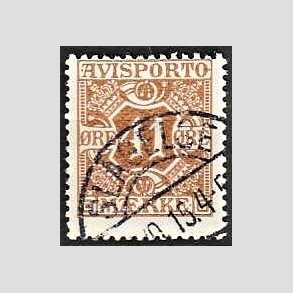FRIMRKER DANMARK | 1914 - AFA 19 - 41 re brun Avisporto, vandmrke IV kors - Stemplet