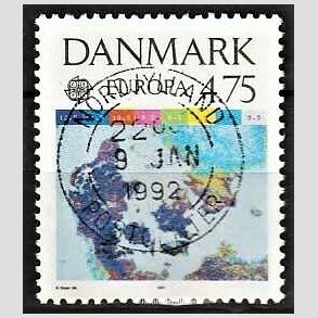 FRIM�RKER DANMARK | 1991 - AFA 990 - Europam�rker rumflyvning - 4,75 Kr. flerfarvet - Pragt Stemplet