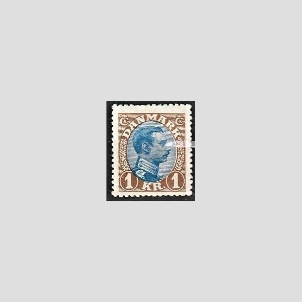 FRIMRKER DANMARK | 1921-22 - AFA 131a - Chr. X 1 Kr. brun/bl Type II - Ubrugt!