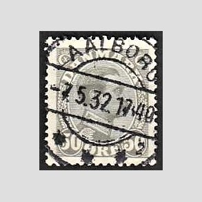 FRIMRKER DANMARK | 1921-22 - AFA 129a - Chr. X 50 re gr - Lux Stemplet