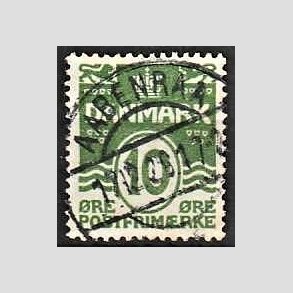 FRIM�RKER DANMARK | 1921-22 - AFA 124 - B�lgelinie 10 �re gr�n - Lux Stemplet
