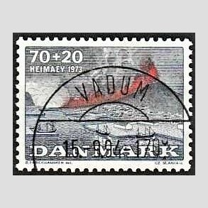 FRIMRKER DANMARK | 1973 - AFA 549 - Heimay vulkanudbrud - 70 + 20 re bl/gr/rd - Pragt Stemplet 