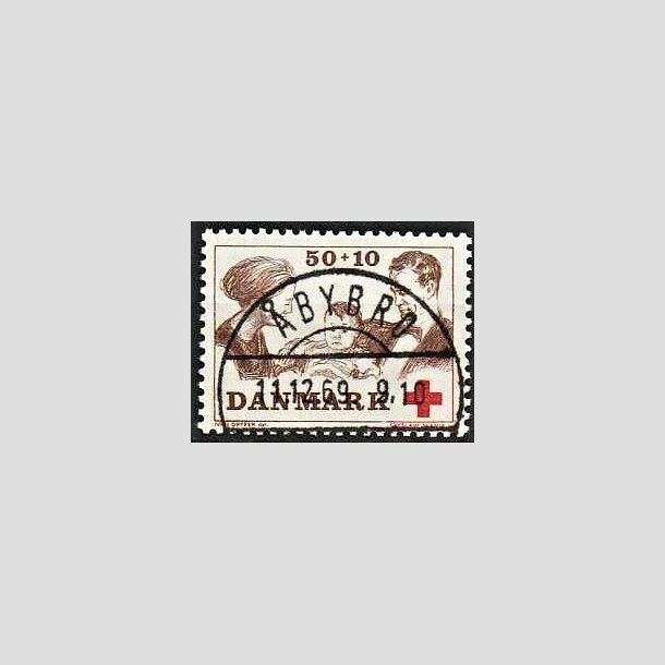 FRIMRKER DANMARK | 1969 - AFA 491 - Dansk Rde Kors velgrendhed - 50 + 10 re brun/rd - Pragt Stemplet