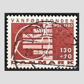 FRIMRKER DANMARK | 1980 - AFA 694 - Vanfrefonden 25 r. - 1,30 Kr. + 20 re brunrd - Lux Stemplet