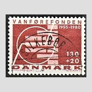 FRIMRKER DANMARK | 1980 - AFA 694 - Vanfrefonden 25 r. - 1,30 Kr. + 20 re brunrd - Lux Stemplet