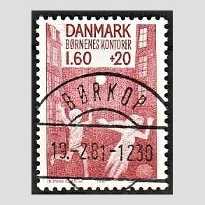 FRIMRKER DANMARK | 1981 - AFA 718 - Brnenes Kontor - 1,60 Kr. + 20 re rd - Pragt Stemplet Brkop