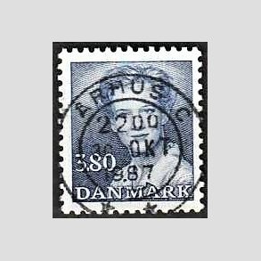 FRIMRKER DANMARK | 1985 - AFA 822 - Dronning Margrethe - 3,80 Kr. bl - Pragt Stemplet