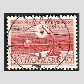 FRIM�RKER DANMARK | 1960 - AFA 386 - Fyr & Vagerv�snet 400 �r - 30 �re r�d - Pragt Stemplet