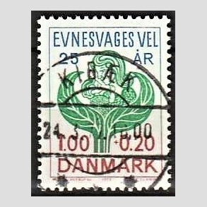 FRIMRKER DANMARK | 1977 - AFA 633 - Evnesvages vel - 1,00 + 0,20 Kr. bl/grn/rd - Pragt Stemplet Kibk