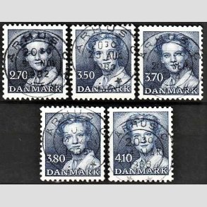 FRIMRKER DANMARK | 1982 - AFA 752 mv. - Dronning Margrethe - 2,70 - 4,10 Kr. bl 5 stk. - Pragt Stemplet
