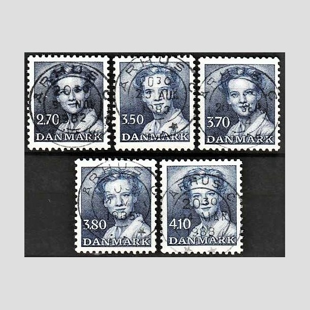 FRIMRKER DANMARK | 1982 - AFA 752 mv. - Dronning Margrethe - 2,70 - 4,10 Kr. bl 5 stk. - Pragt Stemplet