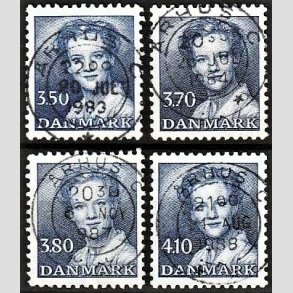 FRIMRKER DANMARK | 1983 - AFA 776 mv. - Dronning Margrethe - 3,50 - 4,10 Kr. bl 4 stk. - Pragt Stemplet