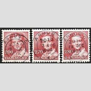 FRIMRKER DANMARK | 1982 - AFA 751 mv. - Dronning Margrethe - 2,00 -2,80 Kr. rd 3 stk. - Pragt Stemplet