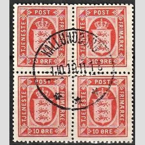FRIMRKER DANMARK | 1914-20 - AFA 15 - 10 re zinnober i 4-blok - Lux Stemplet 