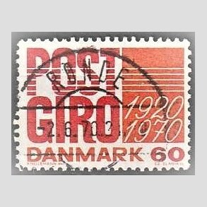 FRIMRKER DANMARK | 1970 - AFA 493 - Postgirotjenesten 50 r - 60 re rd/gulorange - Pragt Stemplet Rnde