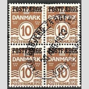FRIMRKER DANMARK | 1930 - AFA 12 - 10 re brun i 4-blok - Stemplet
