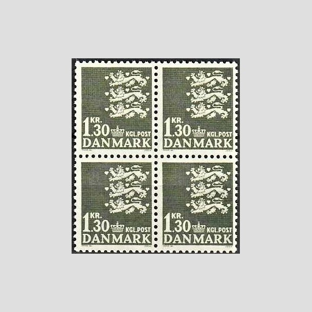 FRIMRKER DANMARK | 1965 - AFA 437 - Rigsvben - 1,30 Kr. grnsort i 4-blok - Postfrisk