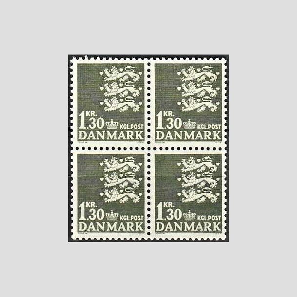 FRIMRKER DANMARK | 1965 - AFA 437 - Rigsvben - 1,30 Kr. grnsort i 4-blok - Postfrisk