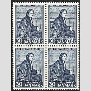 FRIMRKER DANMARK | 1938 - AFA 251 - Thorvaldsen 30 re bl i 4-blok - Postfrisk