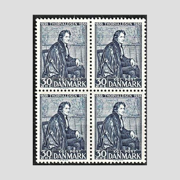 FRIMRKER DANMARK | 1938 - AFA 251 - Thorvaldsen 30 re bl i 4-blok - Postfrisk