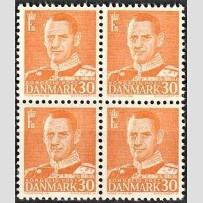 FRIMRKER DANMARK | 1948-50 - AFA 309a - Fr. IX 30 re orange i 4-blok - Postfrisk