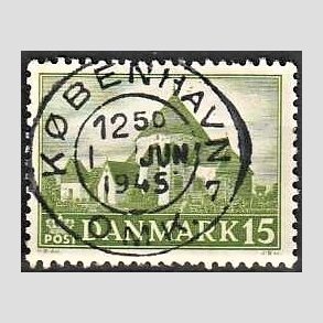 FRIM�RKER DANMARK | 1944 - AFA 286 - Landsbykirker - 15 �re gr�n - Pragt Stemplet