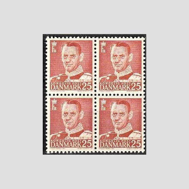 FRIMRKER DANMARK | 1950 - AFA 321 - Fr. IX 25 re rd i 4-blok - Postfrisk