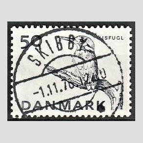 FRIM�RKER DANMARK | 1975 - AFA 601 - Truede dyr - 50 �re gr�bl� - Pragt Stemplet Skibby