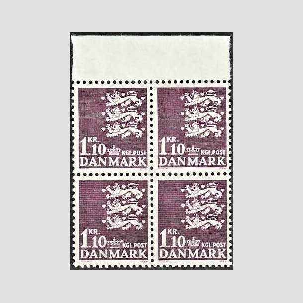 FRIMRKER DANMARK | 1965 - AFA 436 - Rigsvben - 1,10 Kr. mrkviolet i 4-blok - Postfrisk