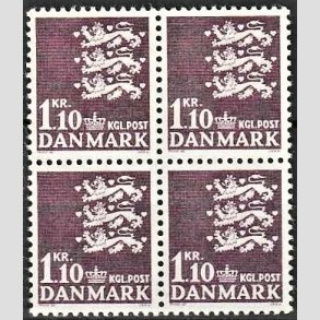 FRIMRKER DANMARK | 1965 - AFA 436 - Rigsvben - 1,10 Kr. mrkviolet i 4-blok - Postfrisk