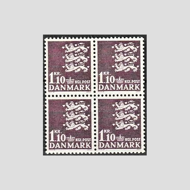 FRIMRKER DANMARK | 1965 - AFA 436 - Rigsvben - 1,10 Kr. mrkviolet i 4-blok - Postfrisk