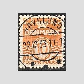 FRIM�RKER DANMARK | 1933 - AFA 202 - B�lgelinie 10 �re orange type IA - Lux Stemplet Hovslund