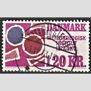FRIM�RKER DANMARK | 1972 - AFA 523 - Meterologisk Institut 100 �r - 1,20 Kr. r�dviolet/r�dbrun/bl� - Lux Stemplet