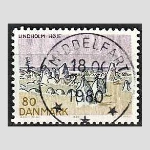 FRIM�RKER DANMARK | 1980 - AFA 700 - Jylland nord for Limfjorden - 80 �re flerfarvet - Pragt Stemplet