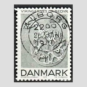 FRIM�RKER DANMARK | 1979 - AFA 685 - Vikingetiden - 2 Kr. gr�nbl� - Pragt Stemplet