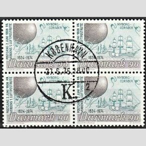 FRIMRKER DANMARK | 1974 - AFA 581 - Det danske Postvsen 350 r - 90 re brun/blgrn i 4-blok - Lux Stemplet